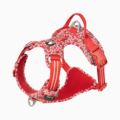 Blommig antidrag hundsele - ergonomisk Y-sele för hundar