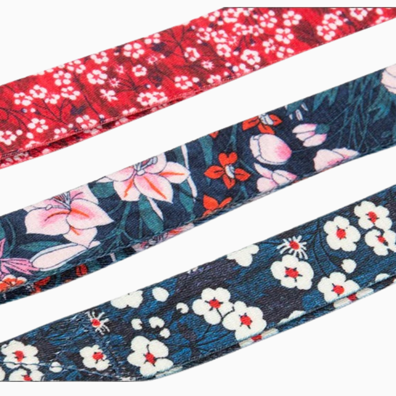 Blommigt hundkoppel - med extra handtag