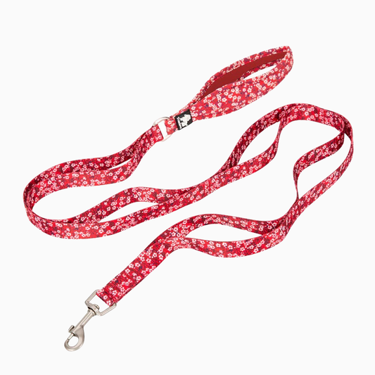Blommigt hundkoppel - med extra handtag