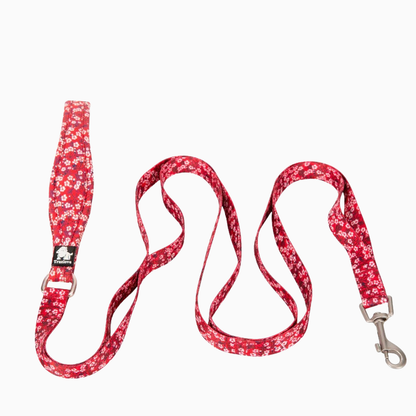 Blommigt hundkoppel - med extra handtag